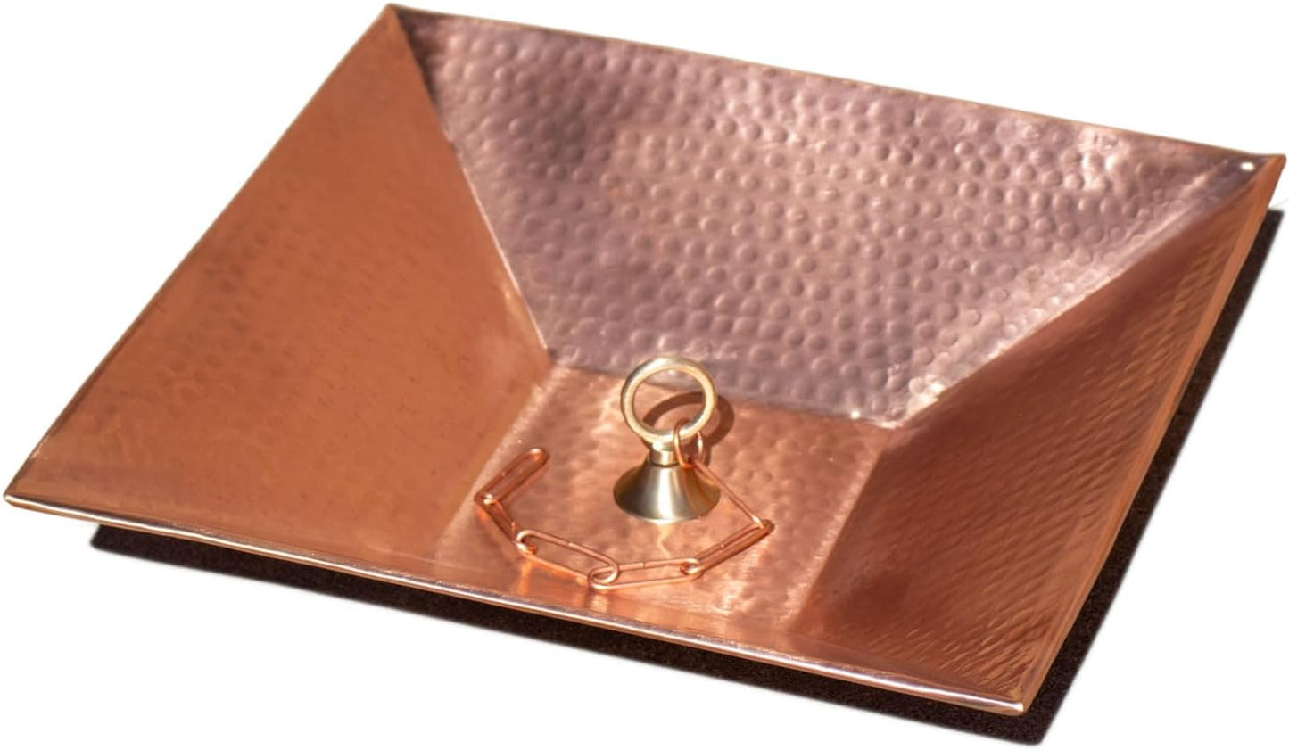 16" Square Hammered Copper Dish with Loop