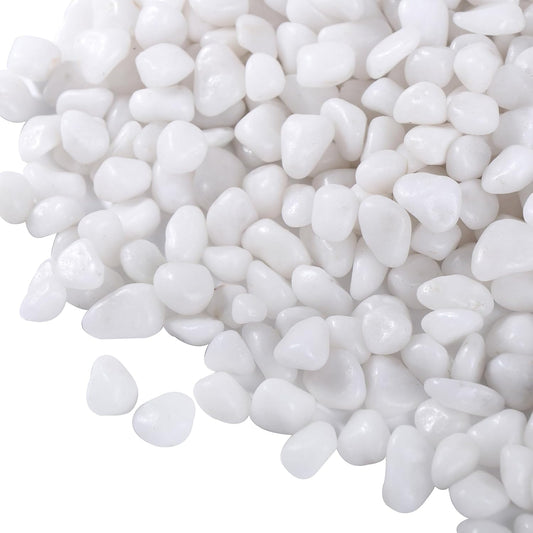 2.2 LB White Pebbles for Plants, 3/8 inch White Rocks for Vases Landscaping, Small Decorative Stones for Indoor Outdoor, Polished