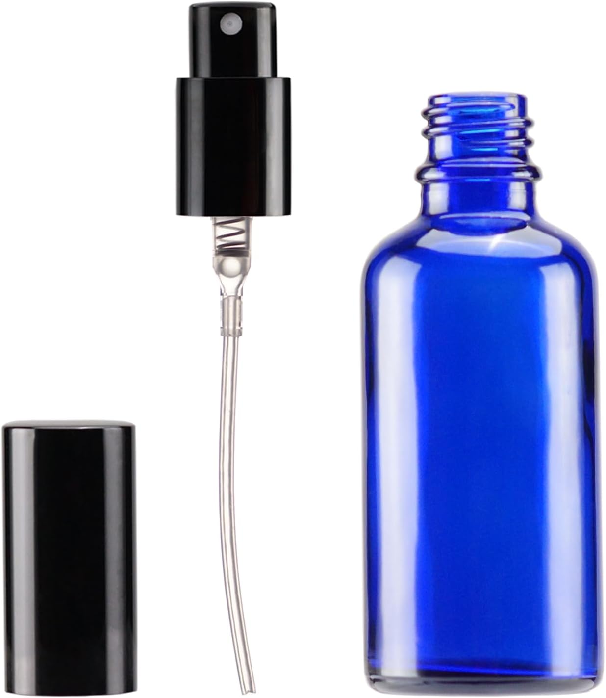 YIZHAO Blue Glass Spray Bottles 2oz, with Small Fine Mist Spray, Metal Cap, Refillable for Essential Oil,Travel,Cleaning,Perfume,Aromatherapy,Makeup – 12 Pcs