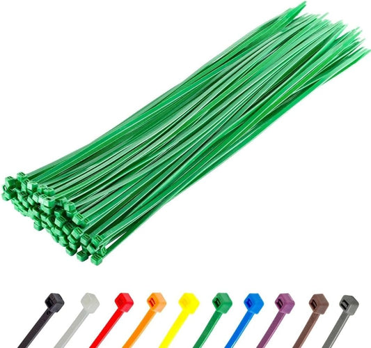 GTSE 14 Inch Green Zip Ties, 100 Pack, 50lb Strength, UV Resistant Long Nylon Cable Ties, Self-Locking 14" Tie Wraps