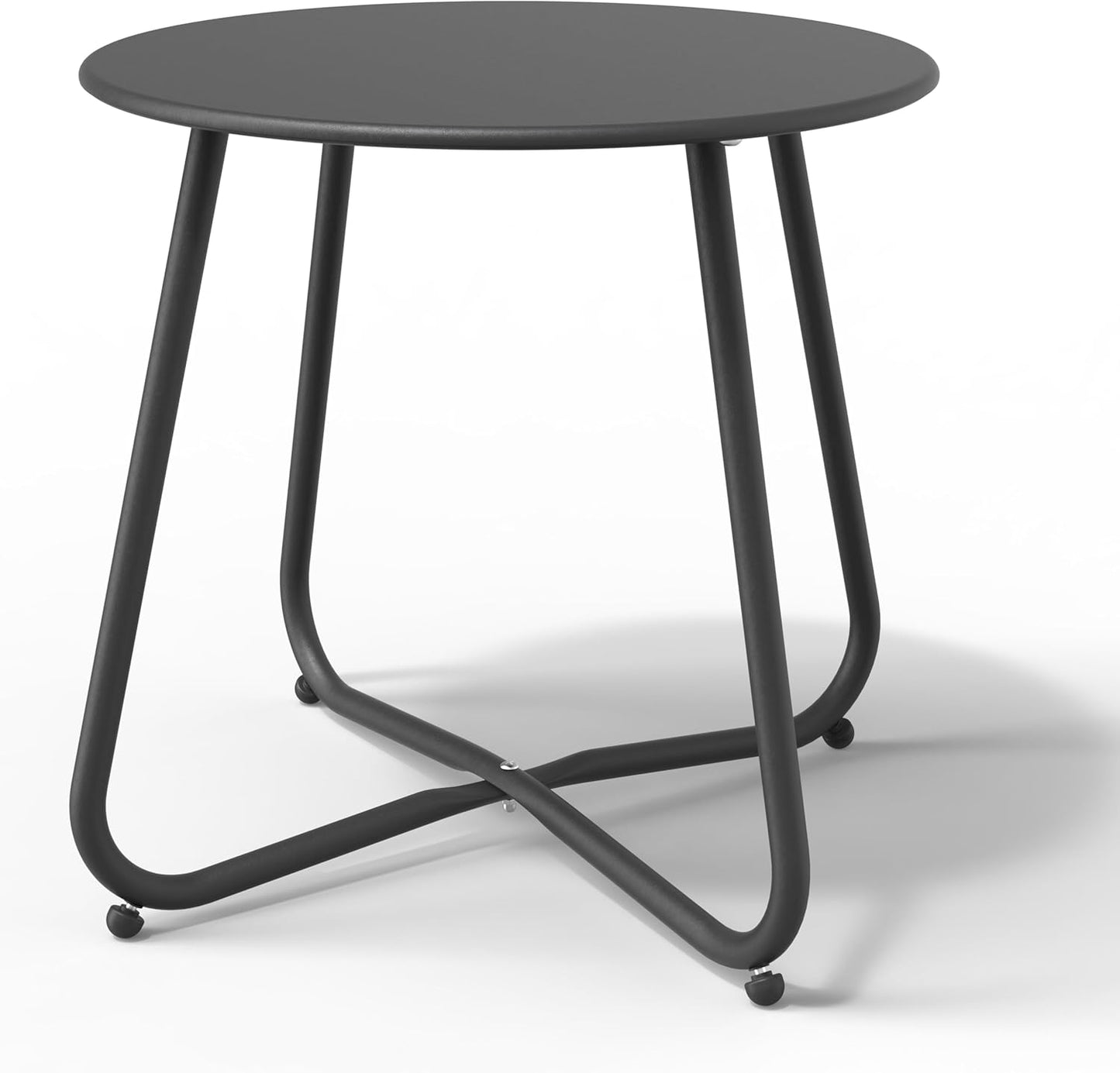 Black Patio Side Table, 18" Weatherproof Steel Outdoor Indoor Side Table for Garden, Balcony, Pool & Tailgate, Rust-Resistant Lightweight Portable Patio End Table