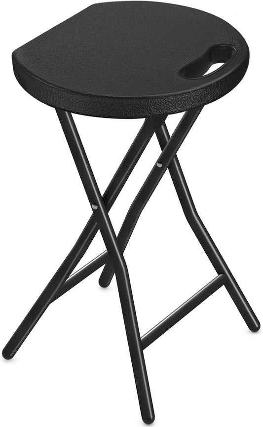 TAVR Furniture Portable Folding Chair with Handle, Heavy Duty Round Fold Stool Chair with 500lbs Capacity for Adults, 18 Inch Foldable Stool for Dorm, Kitchen, Vanity, Church and Outdoor use