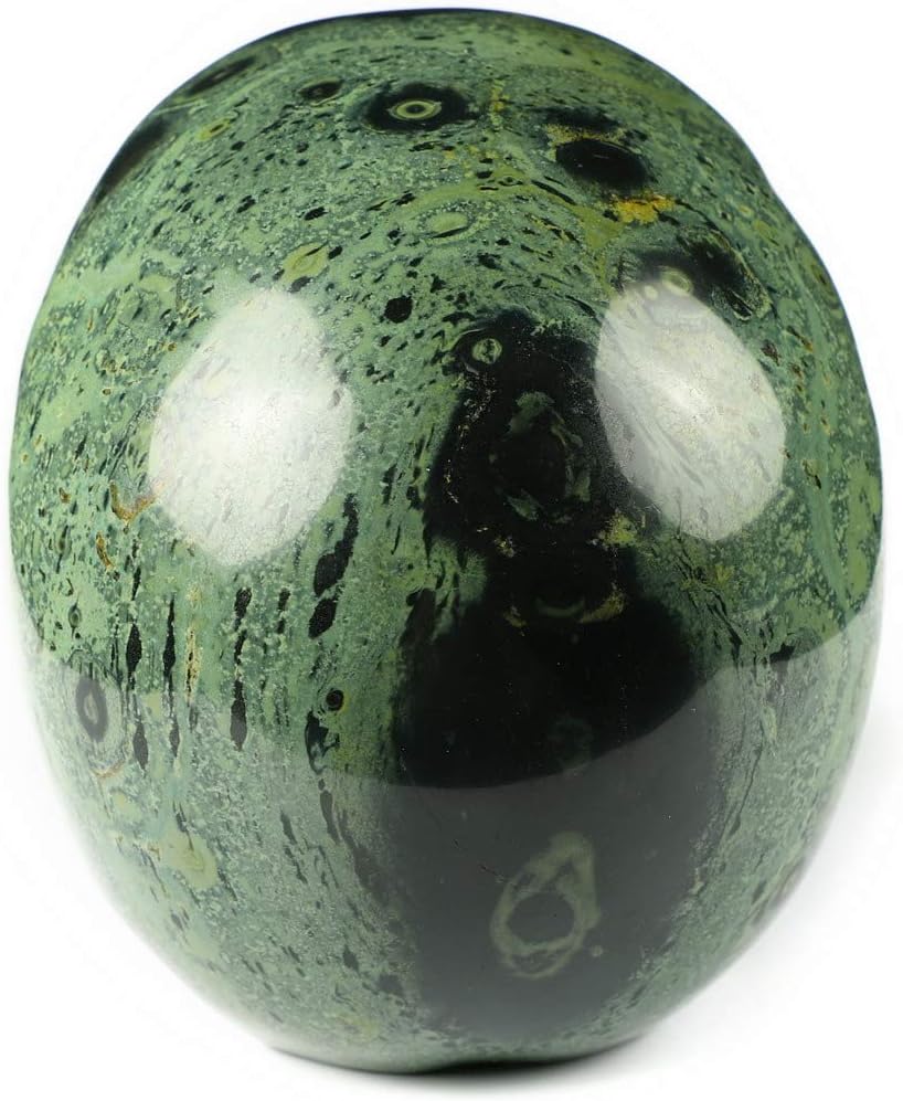 Skullis 5.0" Kambaba Jasper Crystal Skull, Hand Carved Gemstone Fine Art Sculpture, Reiki Healing Stone Statue.