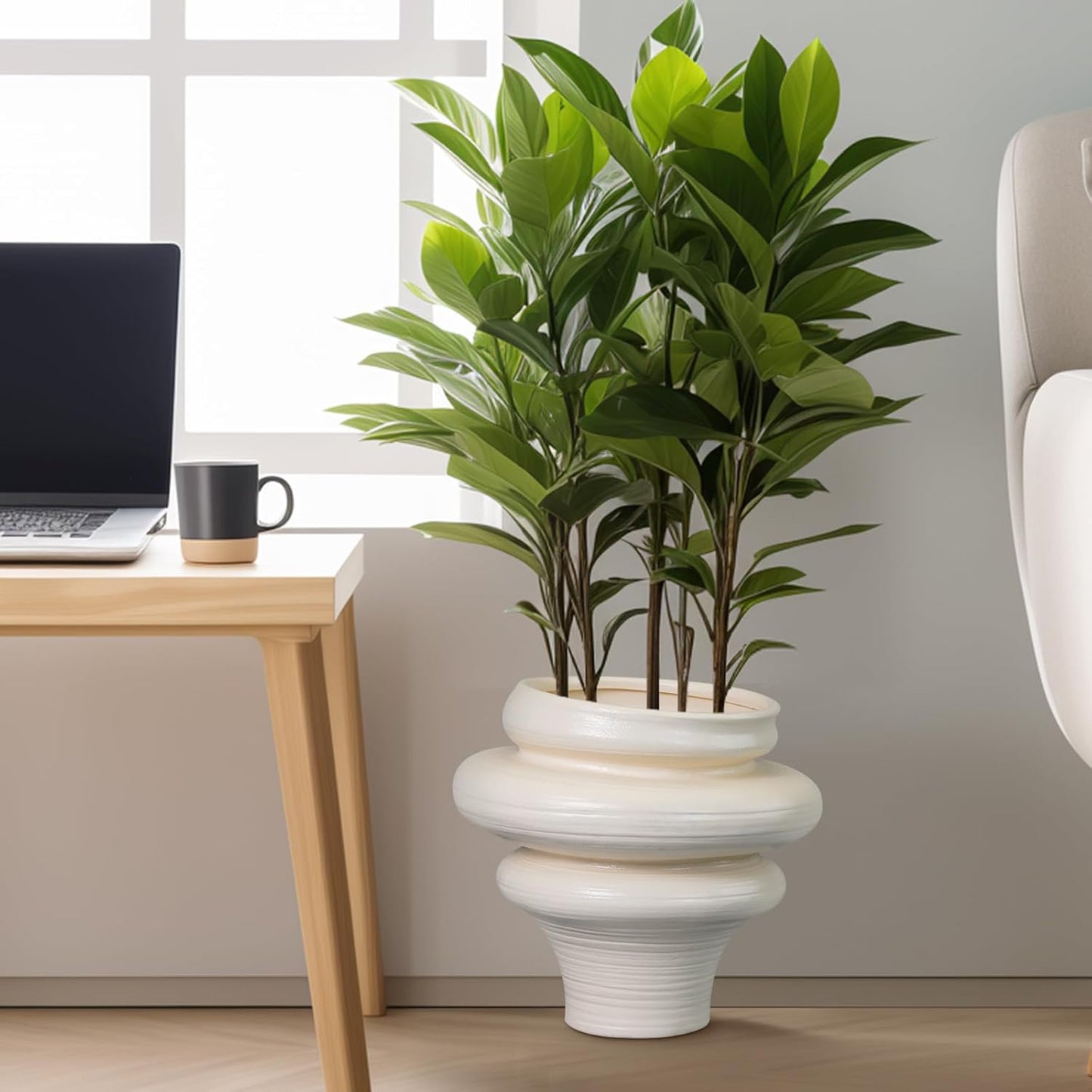 Ceramic Bonsai Planters 11 Inch - Pots for Plants Indoor Outdoor, Plant Pot with Drainage Hole, Decorative Flower Pot for Home Garden Patio Office, Gift for Men Women, White