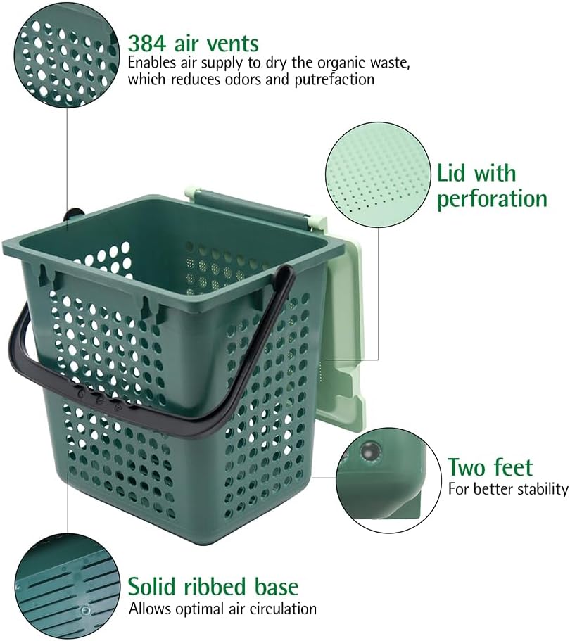 bioMat AirBox Compost Bin for Countertop Kitchen for 2.6 to 3 Gallon Compost Bags