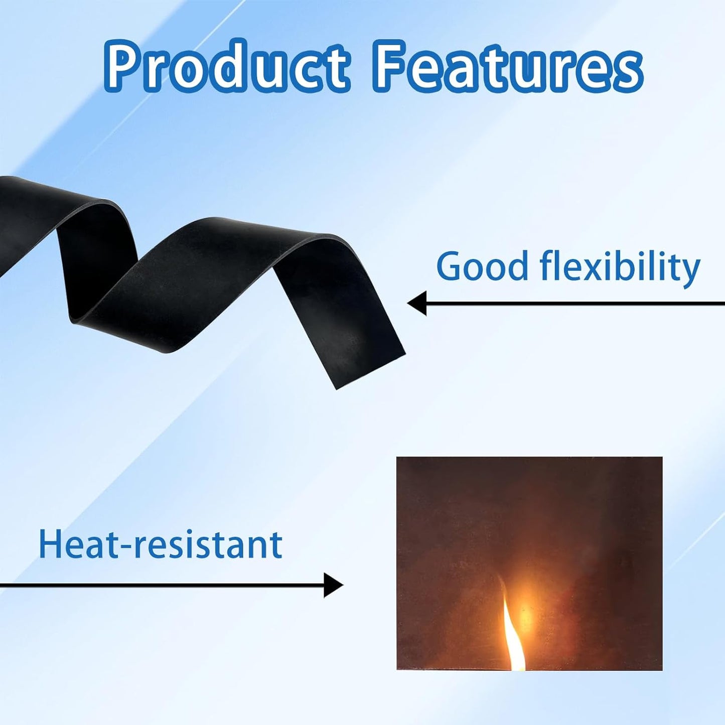 Black Solid Rubber Strip, 1/4 (.25)" Thick X 2" Wide X 10'Long, Solid Flat Rubber Roll for Anti-Slip, Anti-Vibration, DIY Gaskets, Crafts, Sealing, Supports, Protection