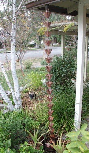 Nutshell Stores Medium Square Cups Rain Chain - Pre-Aged Copper - 14 Feet