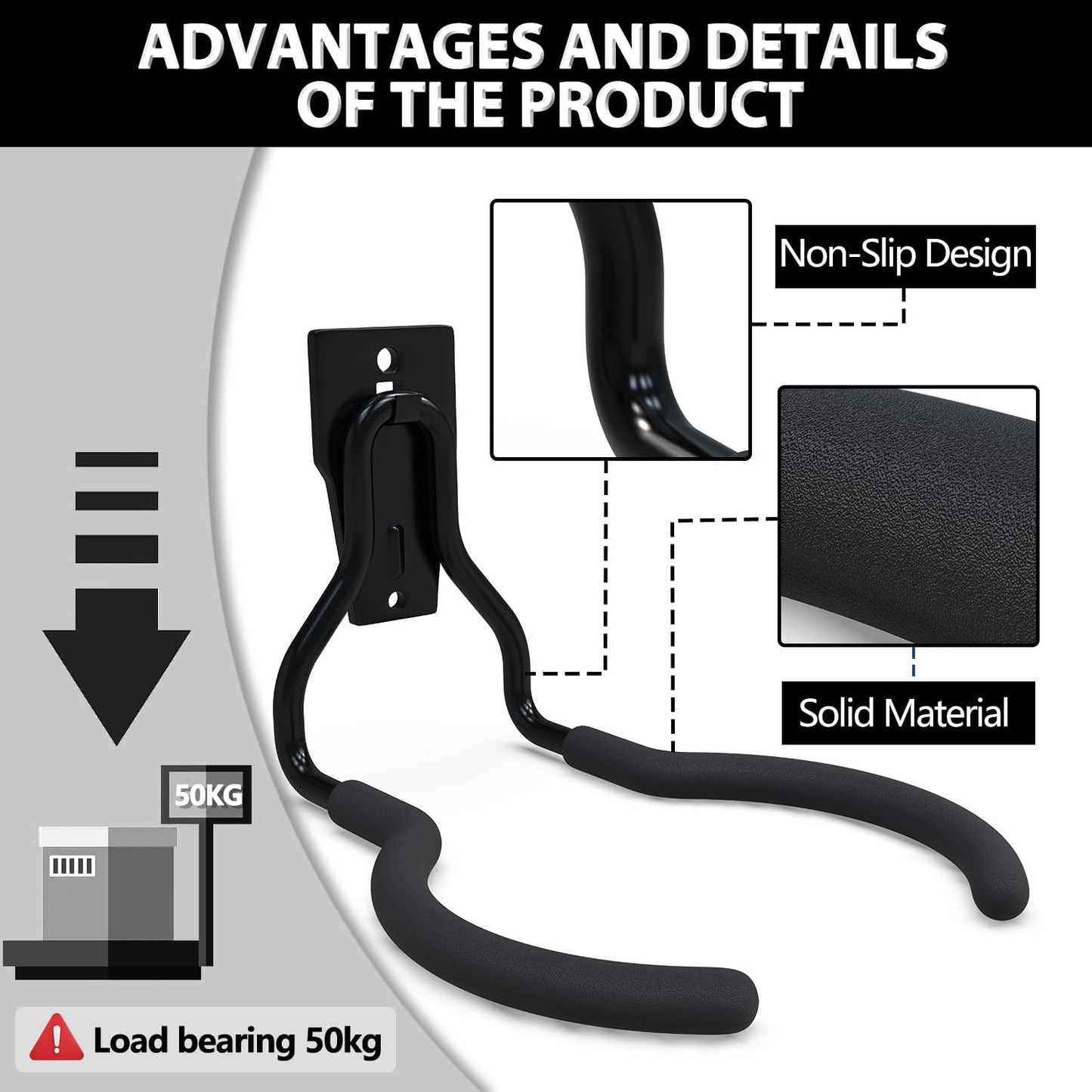 3-H Weed Eater Hanger 4 Pack,2 Garden Hose Holder,2 Screw in Hooks,Utility Weedeater Rack,Tool Hangers for Organizing and Hanging Weed Wacker,Leaf Blower,String Trimmer in Garden