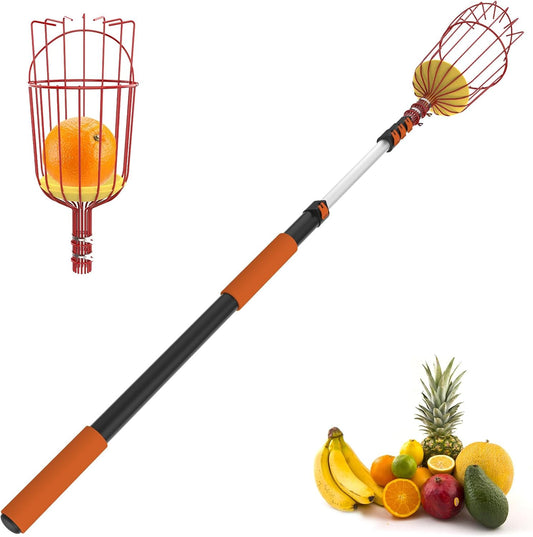 SISIUPASSIE 26FT Reach Fruit Picker, Apple Picker Pole with Basket Telescoping Tool for Apple Lemon Orange Mango Avocado Fruit Tree Picking