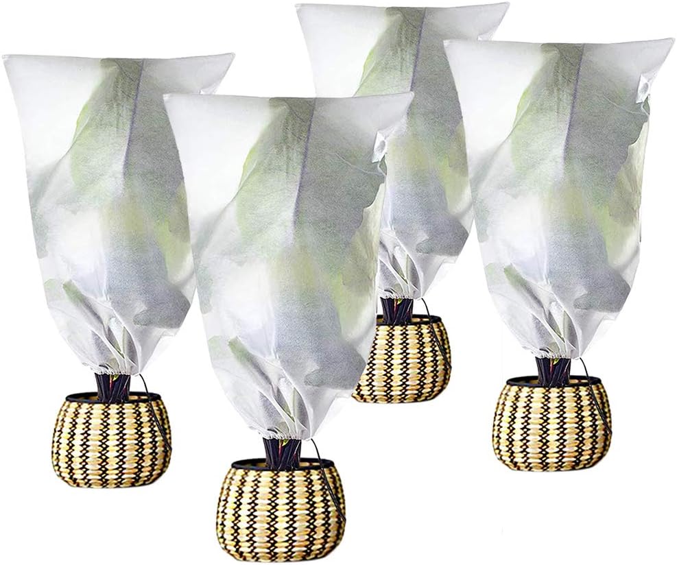 Agfabric Plant Cover Freeze Frost Protection Bag,1.5oz,72''X72'',4 Pack, Shrub Jacket for Cold Winter Weather