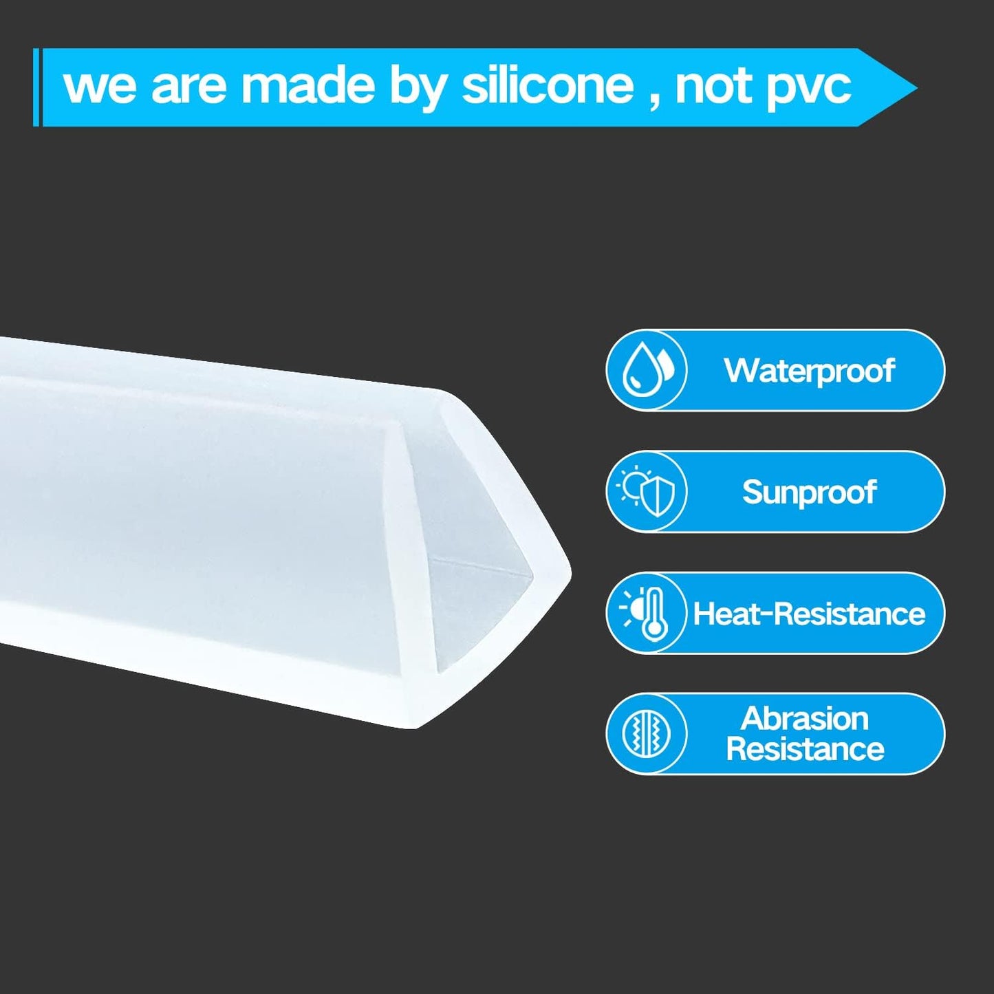 Clear Rubber Edge Trim, U Channel Silicone Rubber Edge Trim, 1/4" Slot, Fit for 7/32"-9/32", White Color, Edge Protector for Plywood, Glass, Flexi-Glass