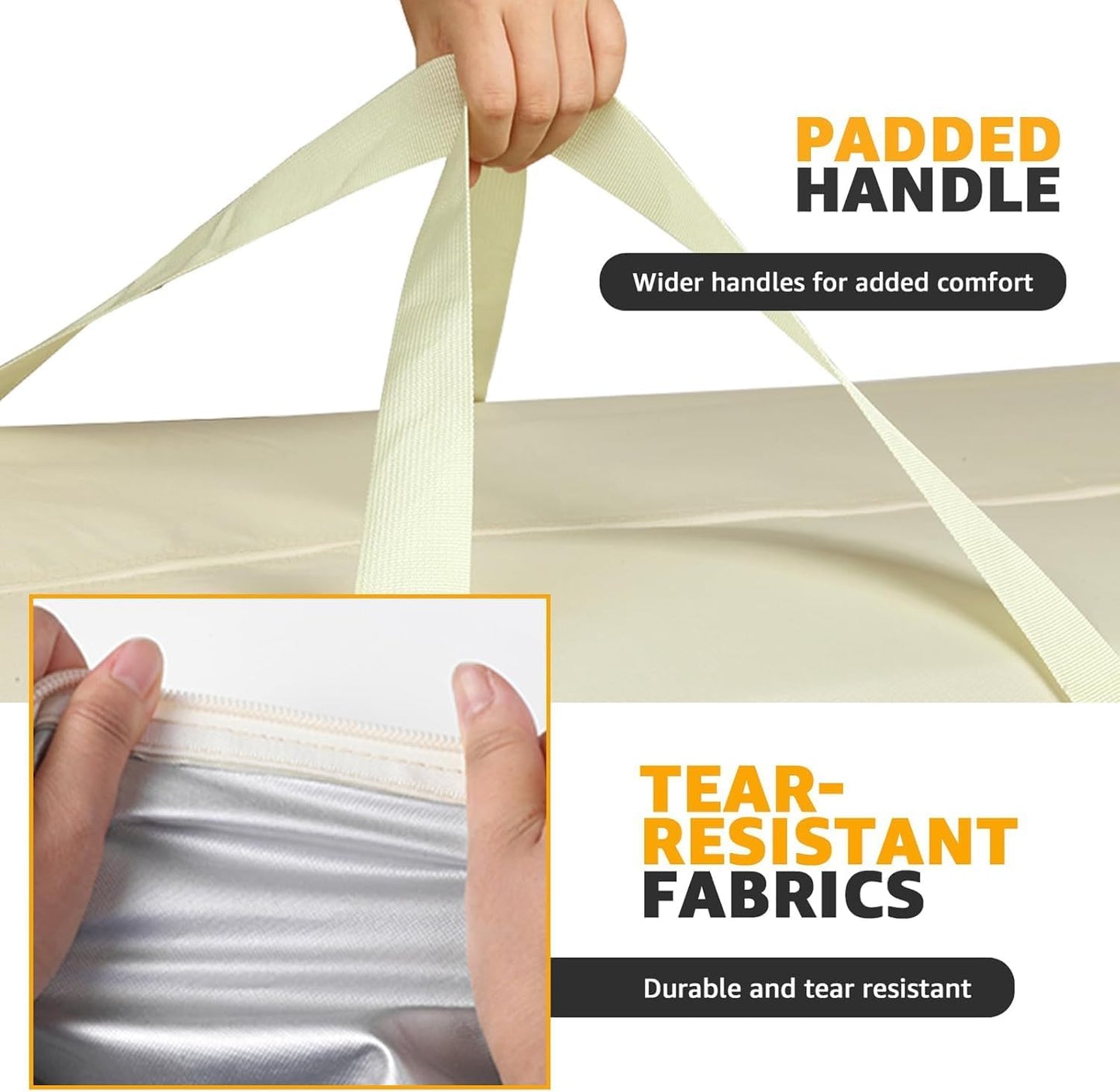 Extra Large Patio Outdoor Waterproof Cushion Storage Bag, Outdoor Cushion Furniture Storage Bag with Handles and Zippered 68 x 30 x 20 Inch, Beige