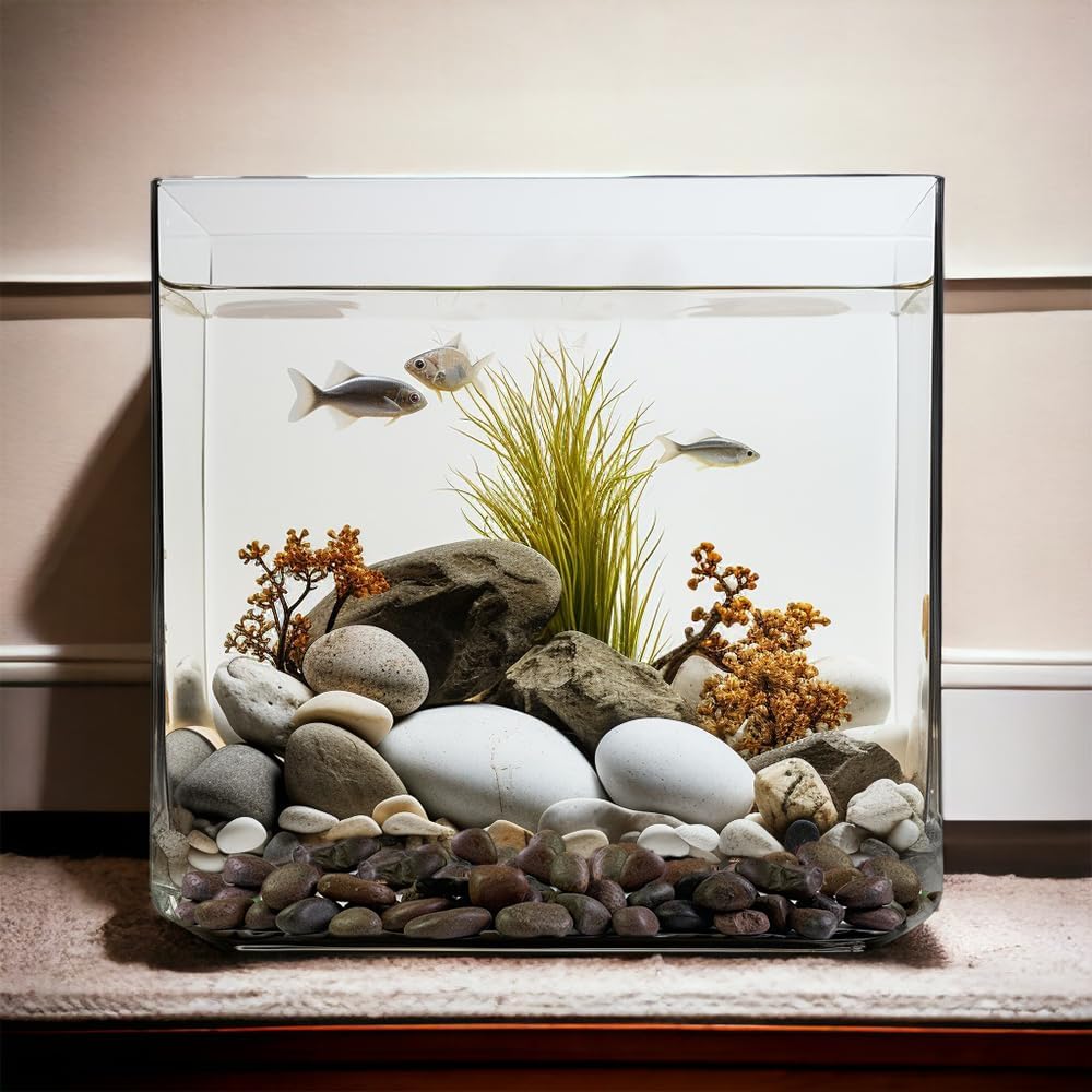 HappyFiller Natural Decorative Pebbles Polished Rocks Stones for Aquarium,Fish Turtle Tank,Outdoor Indoor Plants Top Dressing,Succulents Soil Cover,Garden Landscaping,2 LB,Red Mix,0.8-1.6"