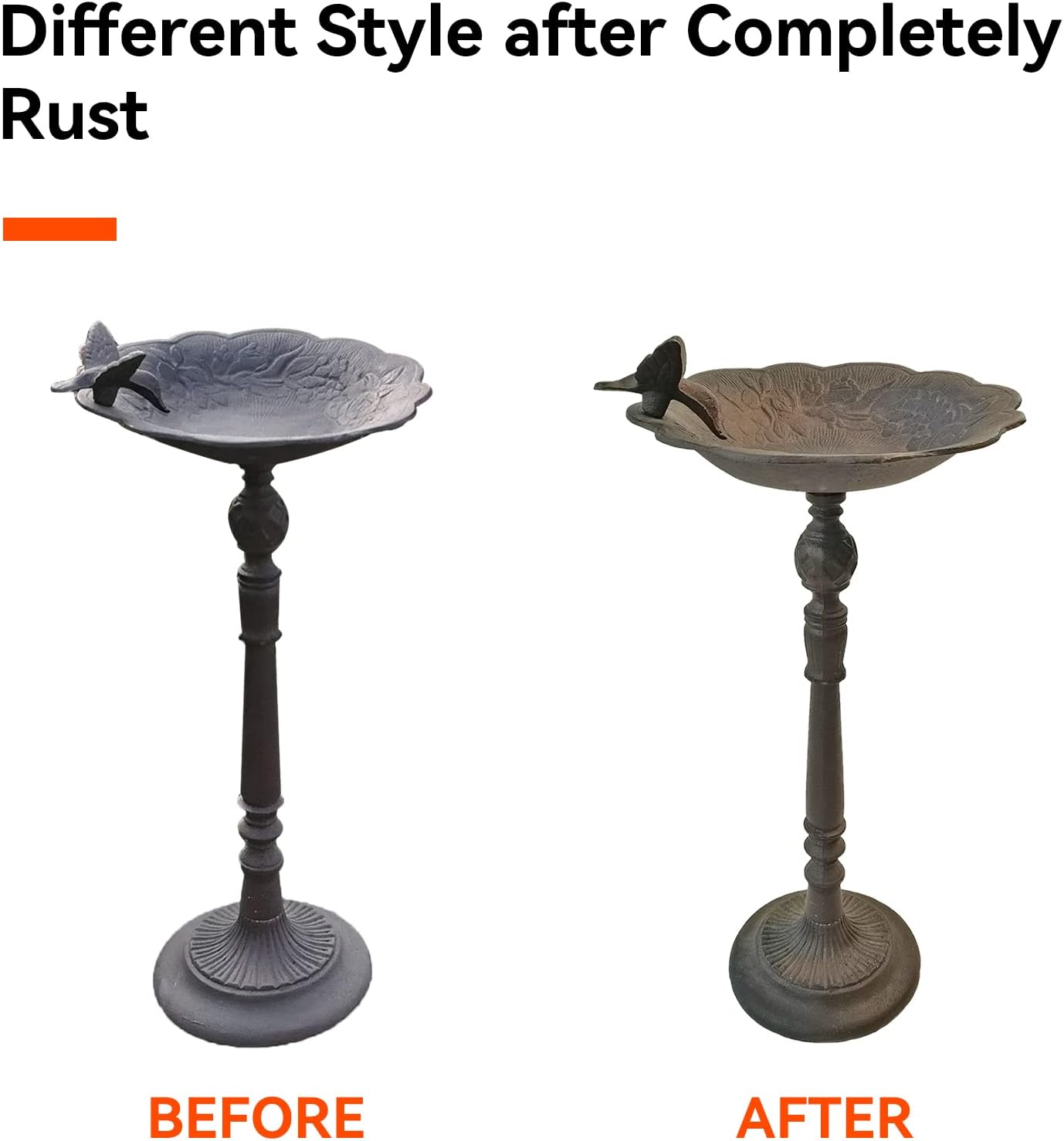 Heavy Duty Metal Bird Bath for Outside - 10.23 Inches Diameter, 22 Inches Height - Perfect for Garden, Patio, Lawn Decoration， Has The Functions of a Hummingbird Feeder and a Bird Feeder