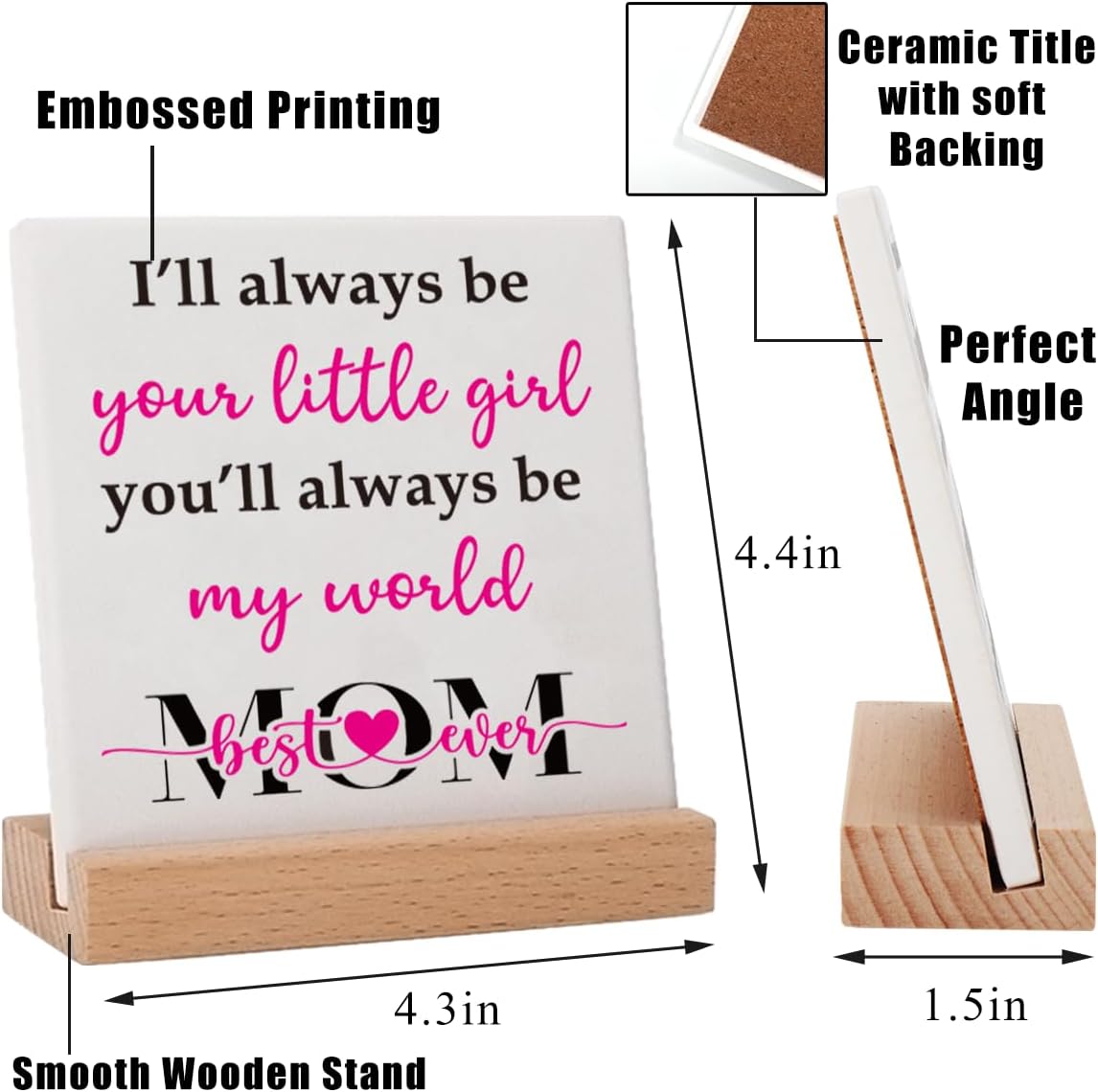 Valentines Day Gifts for Mom from Daughter Son, Mom Birthday Gifts for Mother, Mothers Day Gifts Thank You Mom Gifts for Mother in Law Stepmother Bonus Mom Single Mom, Best Mom Ever Decoration Plaque