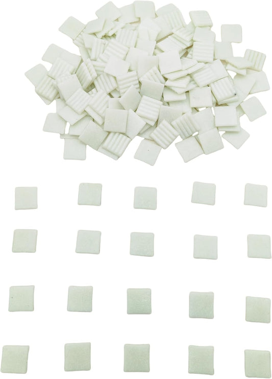 3/4 inch Quartz Glass Mosaic Tiles for Crafts, 1.1 LB, Square Mosaic Pieces for DIY Picture, Home Mosaic Decoration (White)