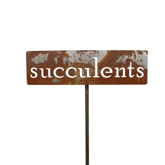 Classic Metal Garden Markers 19 Inches Tall (succulents, Naturally Rusted)