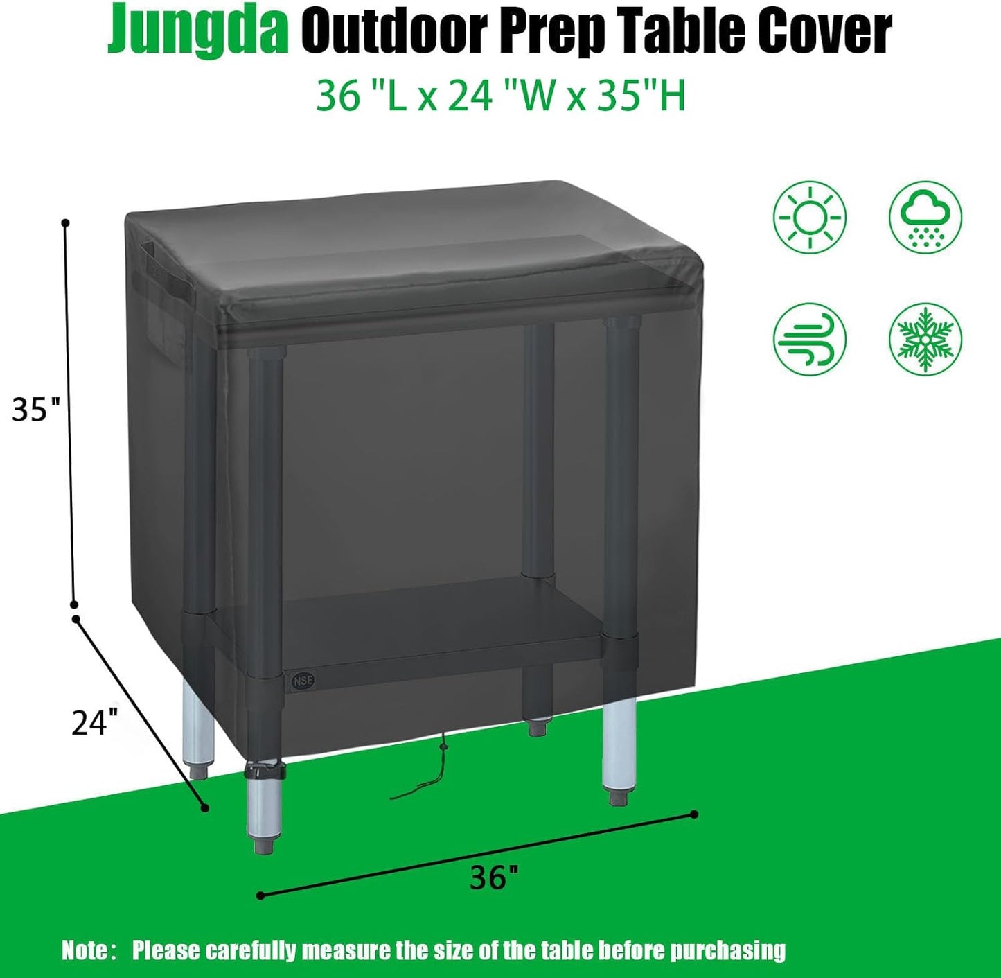 36 Inch Outdoor Prep Table Cover,Waterproof Patio Stainless Steel Table Work Cover,Outdoor Grill Cart Pizza Oven Tables Covers - 36 x 24 x 35 Inch