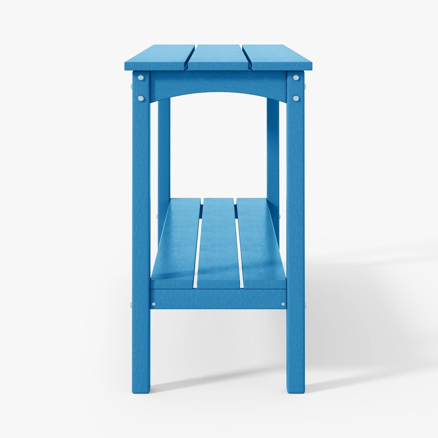 WestinTrends Malibu 55" Outdoor Patio HDPE Adirondack 2-Tier Shelf Console Table, Pacific Blue