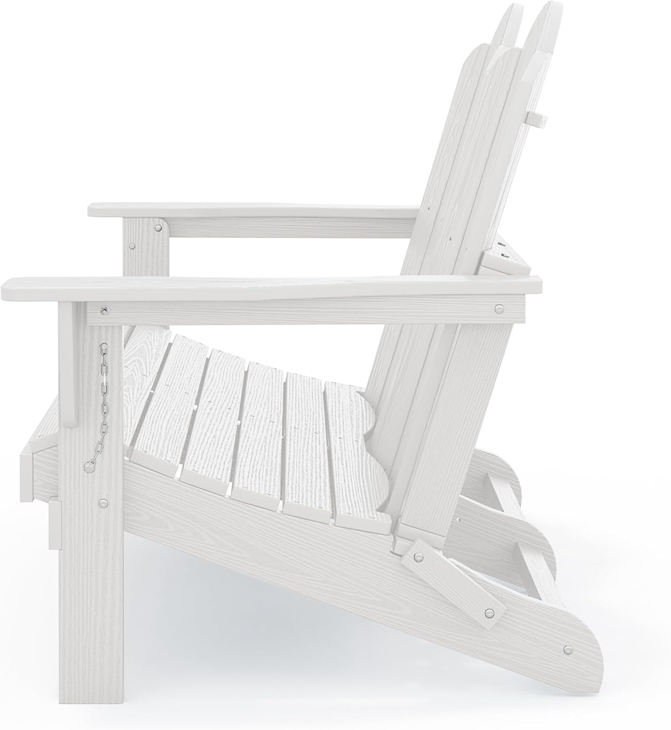 SERWALL 2 Person Adirondack Loveseat, HDPE All-Weather Folding Adirondack Bench Chair, Outdoor Adirondack Chair Set of 4, White