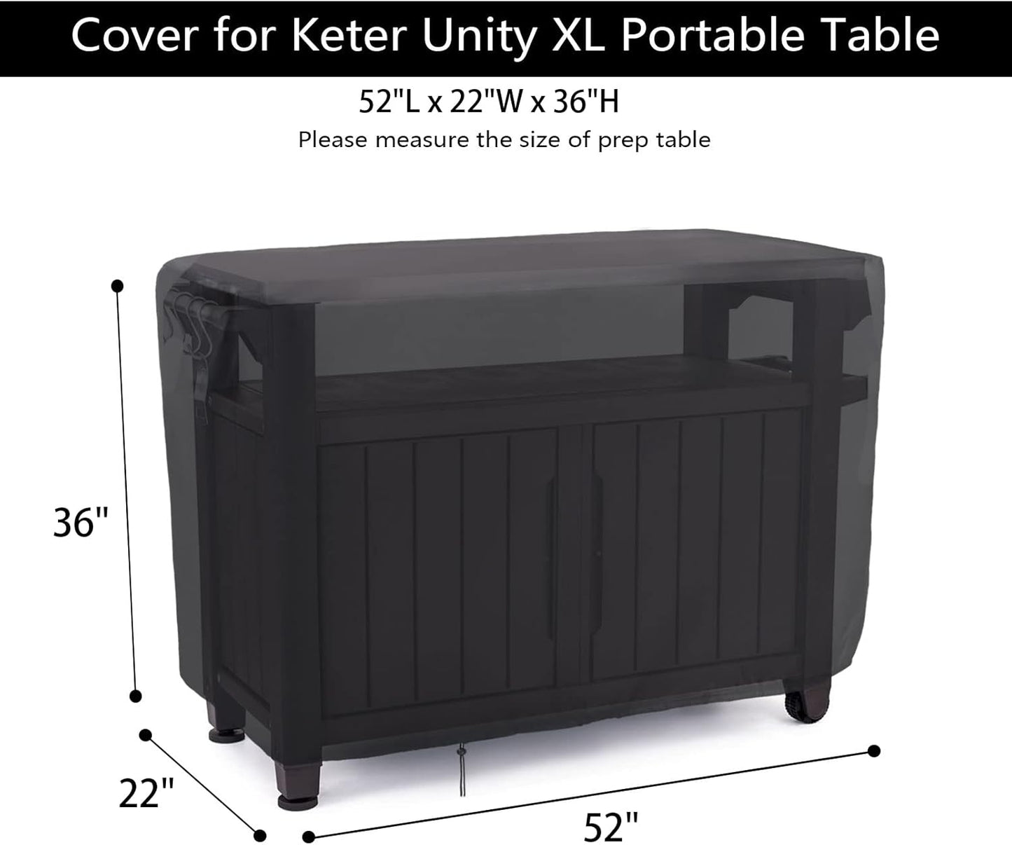 Patio Prep Table Cover for 52 Inch Keter Unity XL Portable Outdoor Table,Waterproof Outdoor Bar Table Covers,Outdoor Grill Cart Pizza Oven Table Cover