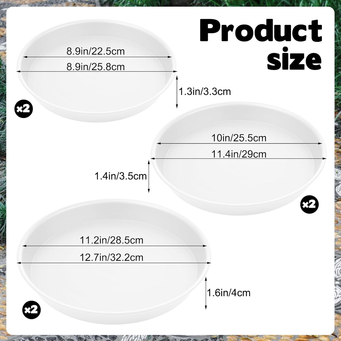 3 Size Round Stepping Stone Molds, 6 Pcs 8.8''/10''/ 11.2'' Reusable Concrete Mold for Garden Stepping Stones Large Tray for Concrete and Stained Glass for Garden Walk Way