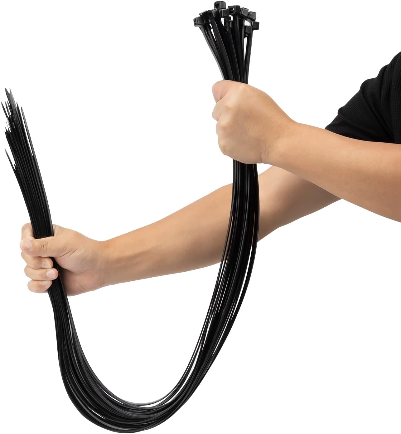 XINGO 48 inch Black Zip Ties Heavy Duty 25 PCS, 200 LBS Ultra Strong Plastic Wire Ties, Large Cable Ties Extra Long Tie Wraps, Indoor and Outdoor UV Resistant