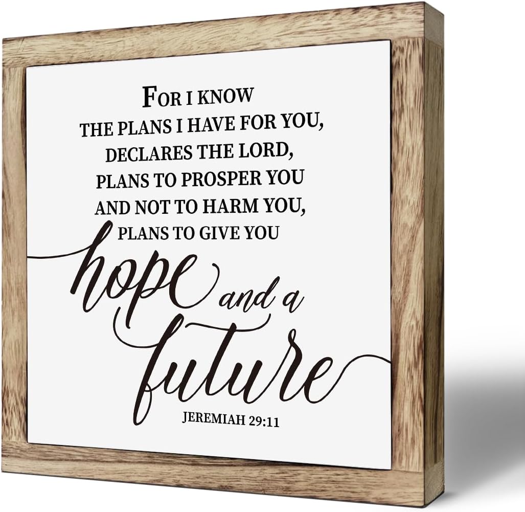 Scripture Sign, For I Know the Plans I Have for You Sign, Jeremiah 29:11 Sign, Wooden Plaques Box Signs, Inspirational Christian Sign, Bible Verse Decor, Religious Artwork for Home Decor, Office Decor