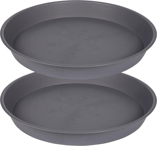 2 Pack of 14 inch Plant Saucer, Heavy Duty Round Plastic Plant Water Tray, Bird Bath Bowls, Plant Saucers for Indoors, Pot Drip Trays for Planter 12-14" (14", Cement)