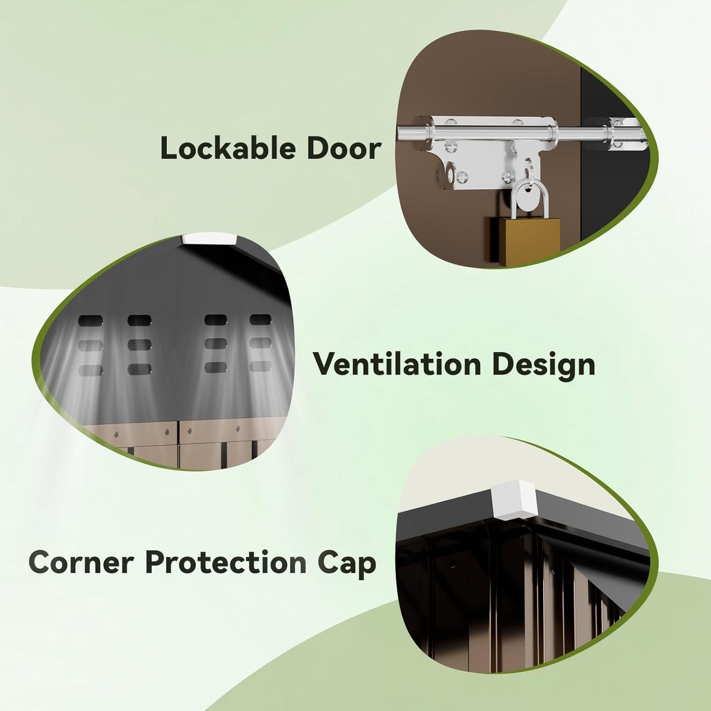 COMHOMA Shed Outdoor Storage Shed Metal,Lockable Doors Tool Sheds with Sloping Roof,Steel Garden Shed with Air Vent for Backyard,Patio,Lawn,Poolside (Brown, 6'*4')