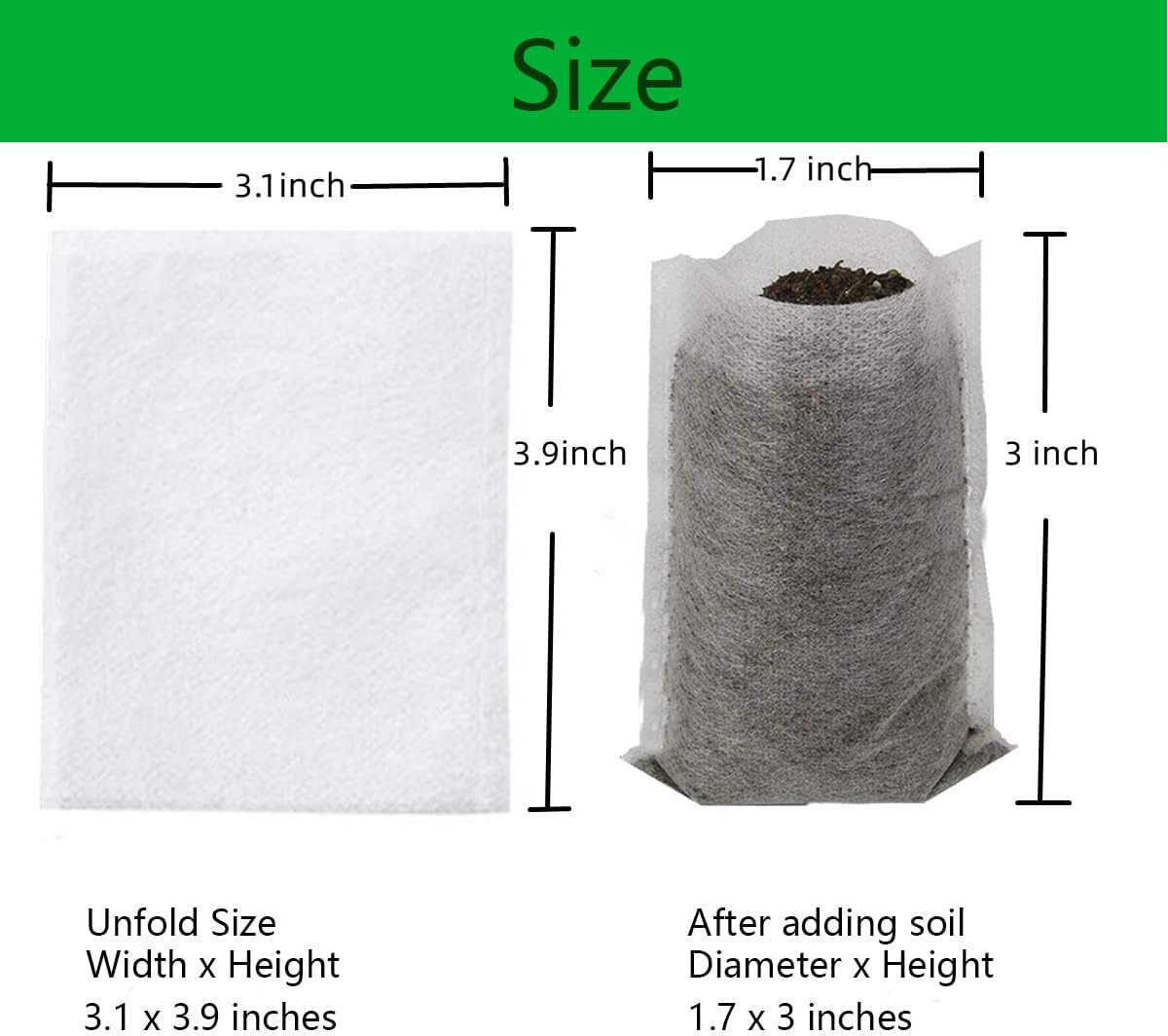 gardtree Small Plant Nursery Bags 3.1" * 3.9" 400PCS, Non-Woven Biodegradable Plant Grow Bags Fabric Seedling Starter Bags for Succulents Vegetable Flower Fruit, Home Garden Supply