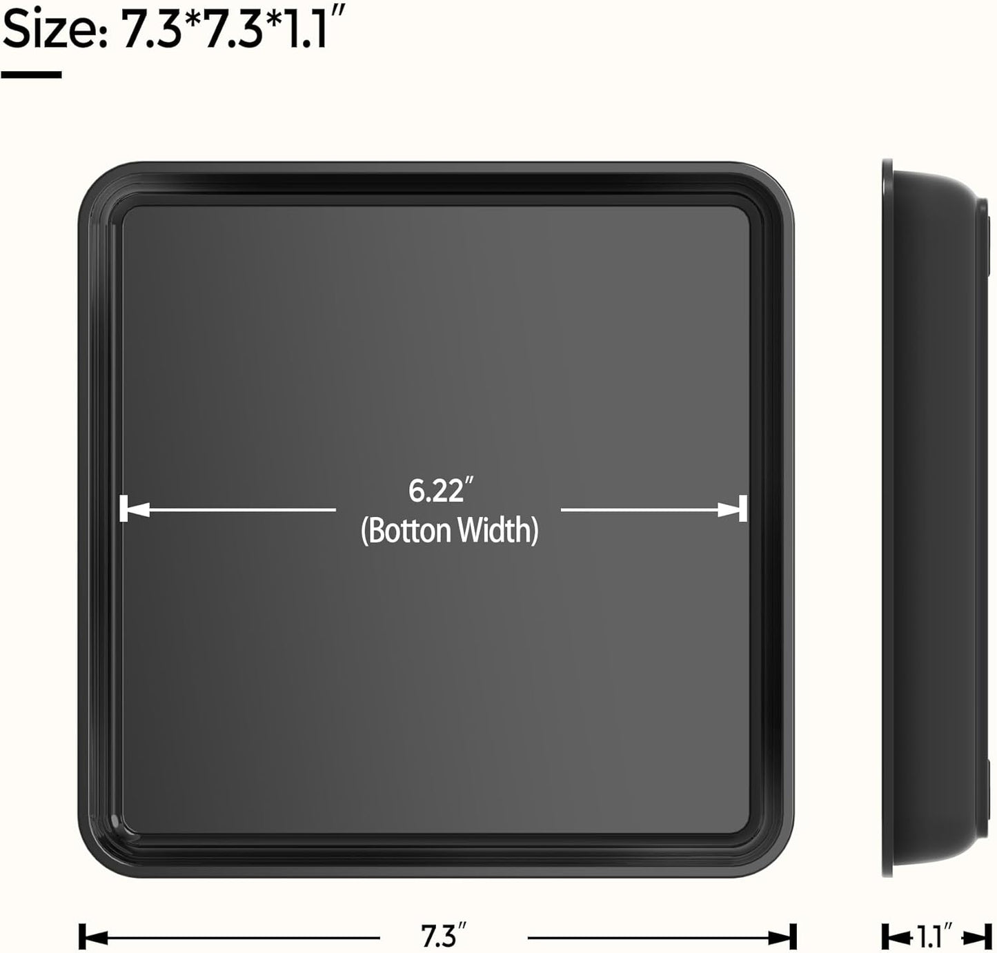 WAYNHUI Squared Plant Saucer 6/8/10/12/14/16/18Square Plastic Basin Tray Large/Small Water Receiving Tray (Black 6inch 5pack)