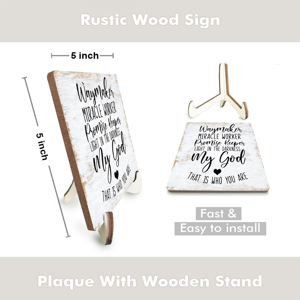 Motivational Wood Sign Rustic Desk Decor Home Farmhouse Office Decor Work Table Desk Accessories Decorative Christian Religious Bible Verse Faith Decorations Office Supplies for Desk Cubicle Decor