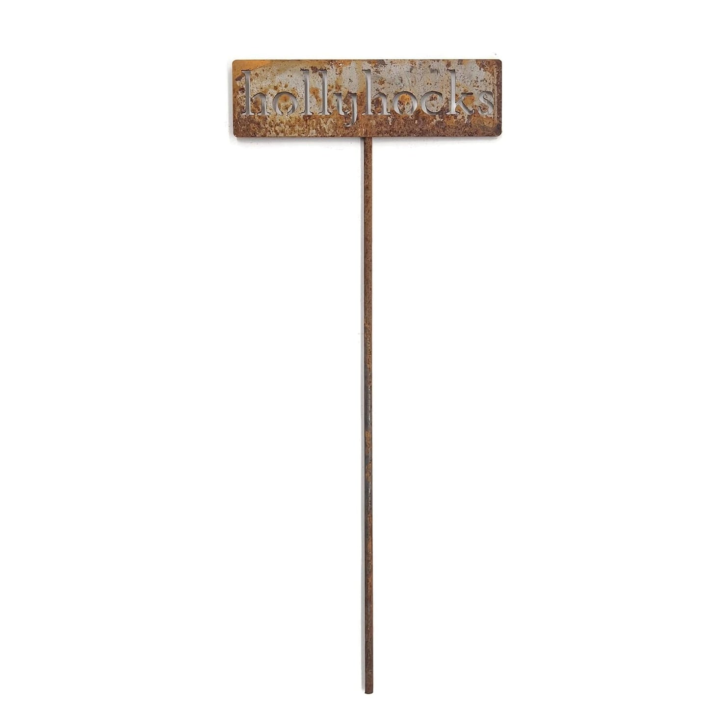 Classic Metal Garden Markers 19 Inches Tall (hollyhocks, Naturally Rusted)