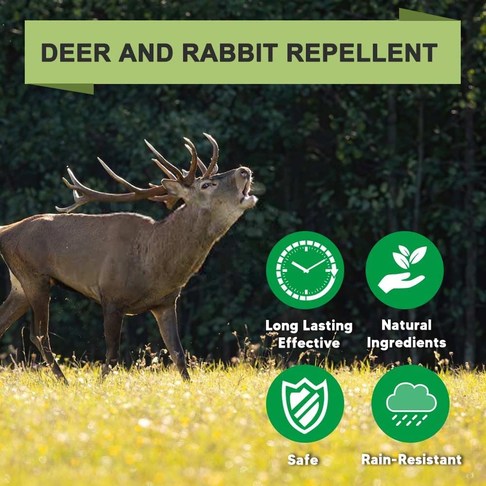Deer Repellent, Rabbit Repellent Outdoor, Deer Deterrent for Plants, Keep Rabbits Out of Backyard, Deer and Rabbit Repellant, Deer Repellant Balls for Flowers Shrubs & Trees-10 Packs