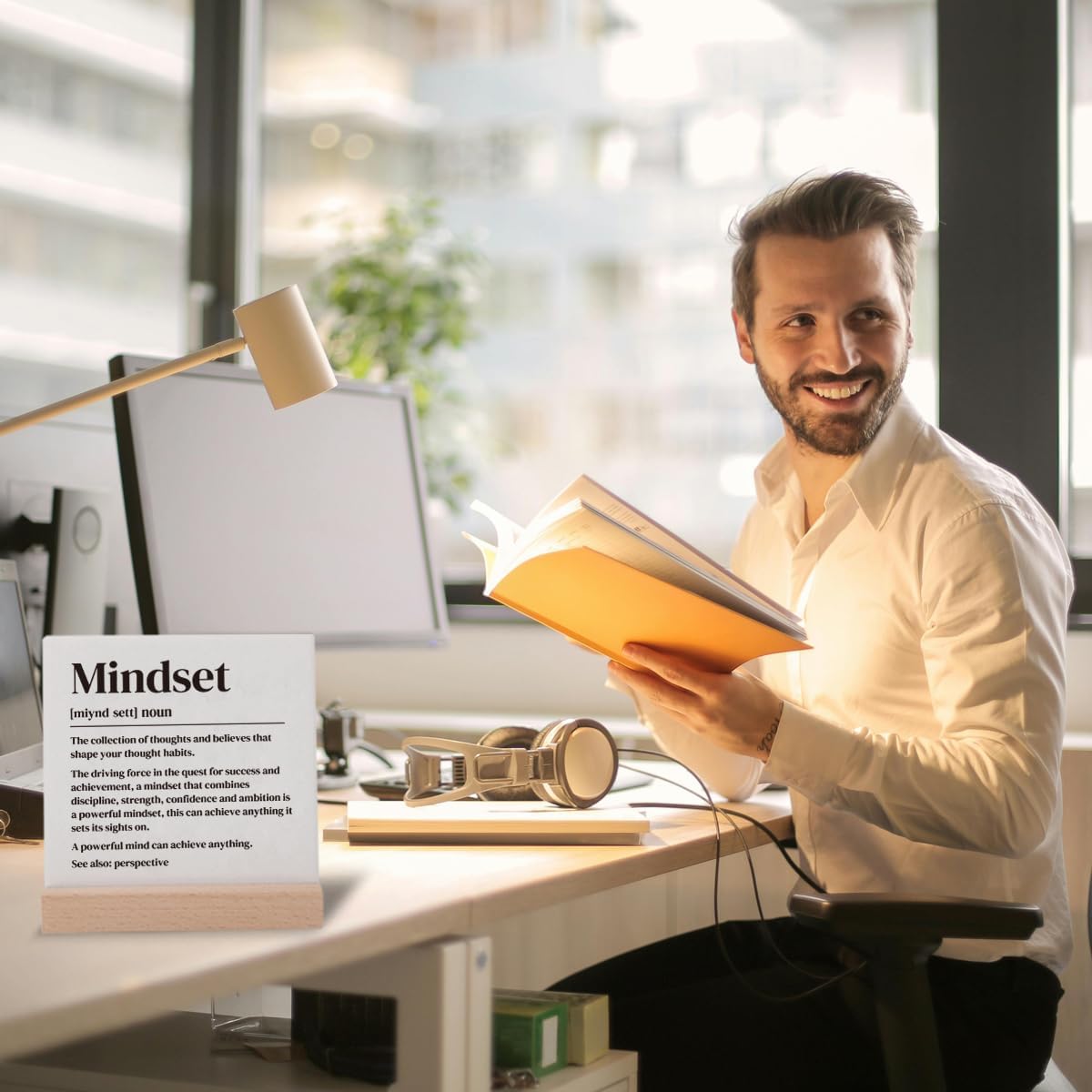 Inspirational Mindset Gifts for Coworker Friends, Motivational Mindset Gifts for Coworkers Colleague Team Student Friends, Self-improvement Reminder Positive Mindset Quotes Decor Ceramic Plaques