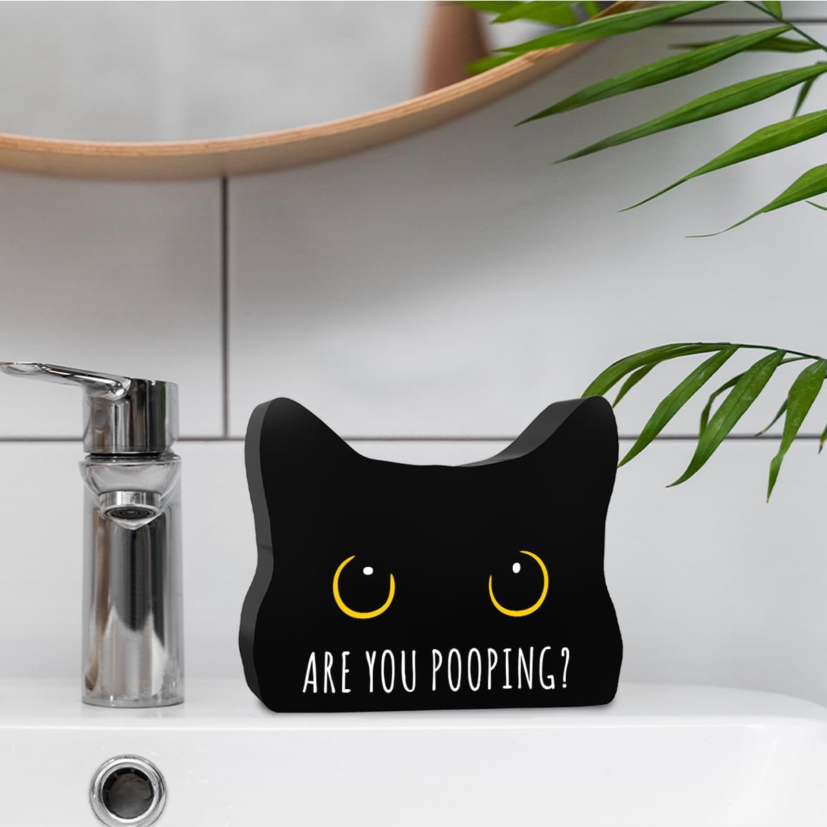 Black Cat Decor Halloween Cat Bathroom Decor Are You Pooping Funny Bathroom Acrylic Decors Sign Cat for Home Bathrooms Cats Lover Gifts For Women Men Halloween Christmas