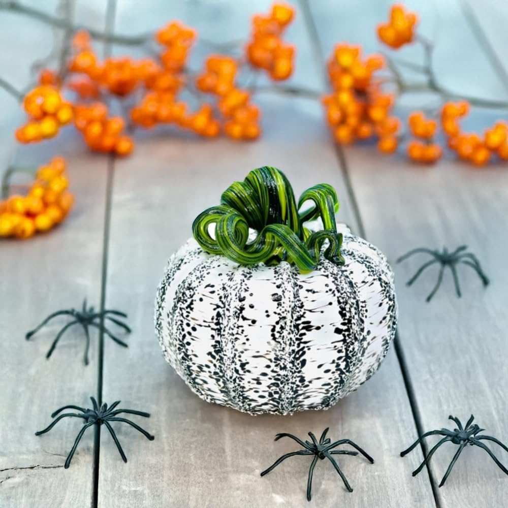 Luke Adams Glass Handmade Glass Pumpkins Handmade Table Top Home Decor (Squat, Birch)