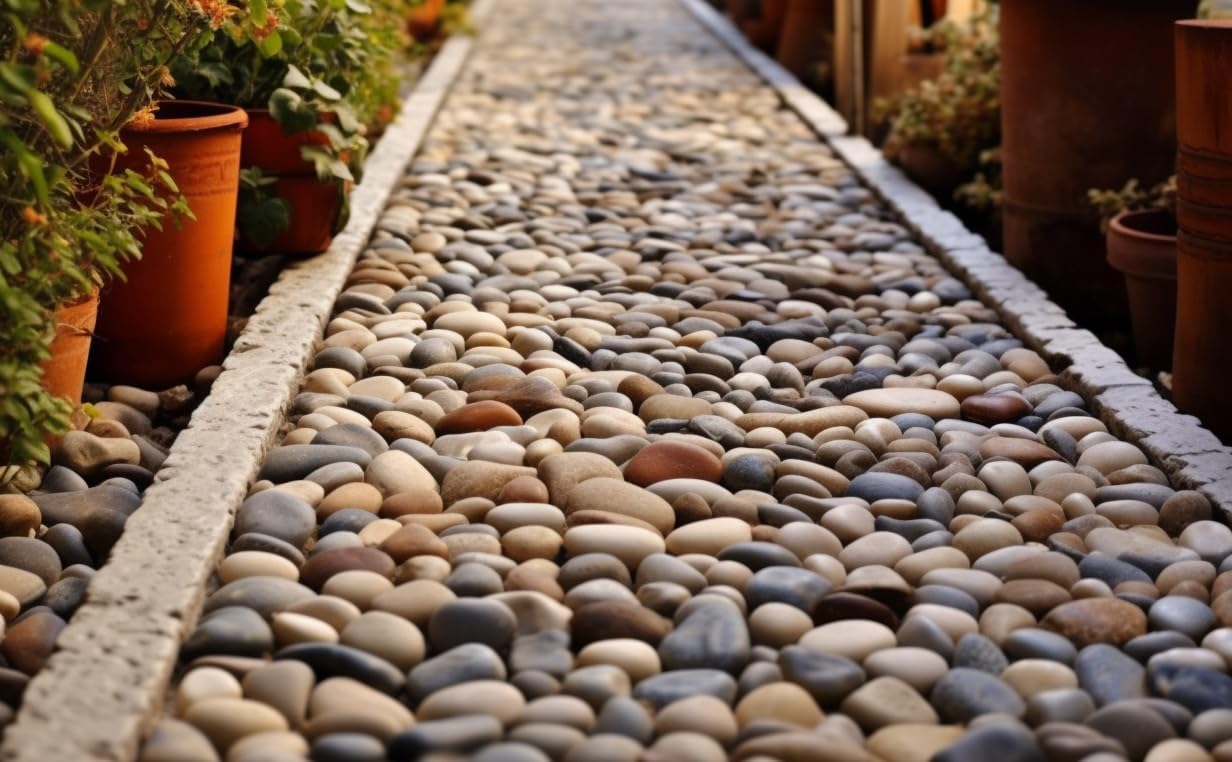 6 LBS River Rocks, StoneCreek, Decorative Garden Stones for Plant Landscaping, Polished Gravel Filler Pebbles for Home Decoration, Vases, Succulents, Flower Beds and Fish Tanks (Mixed Color, Medium)