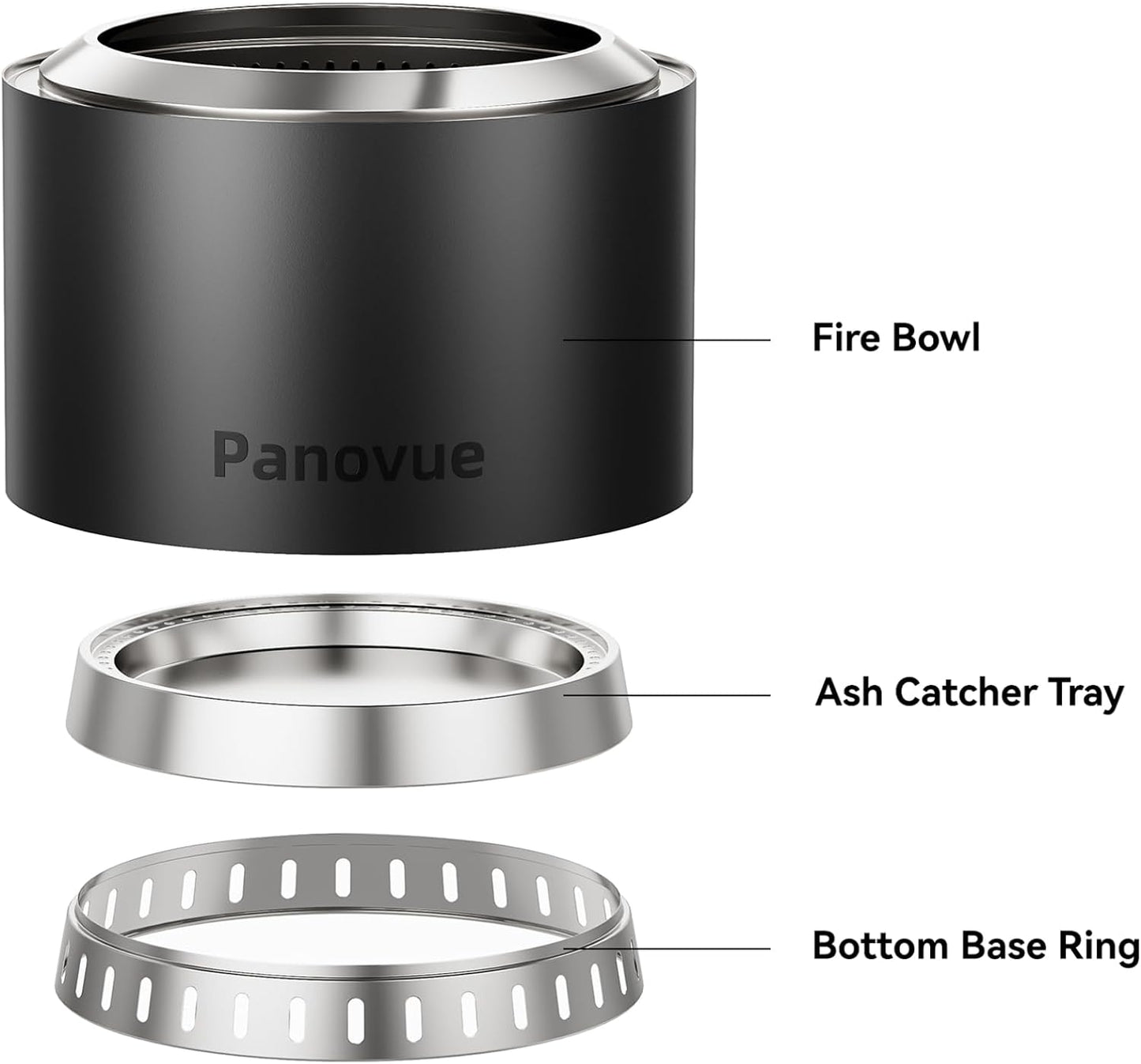 22 inch Smokeless Fire Pit with Waterproof Cover, Stainless Steel Outdoor Smokeless Firepit, Wood Burning Fire Pits for Camping, Bonfire,Low Smoke Firepit for Outside[Black]