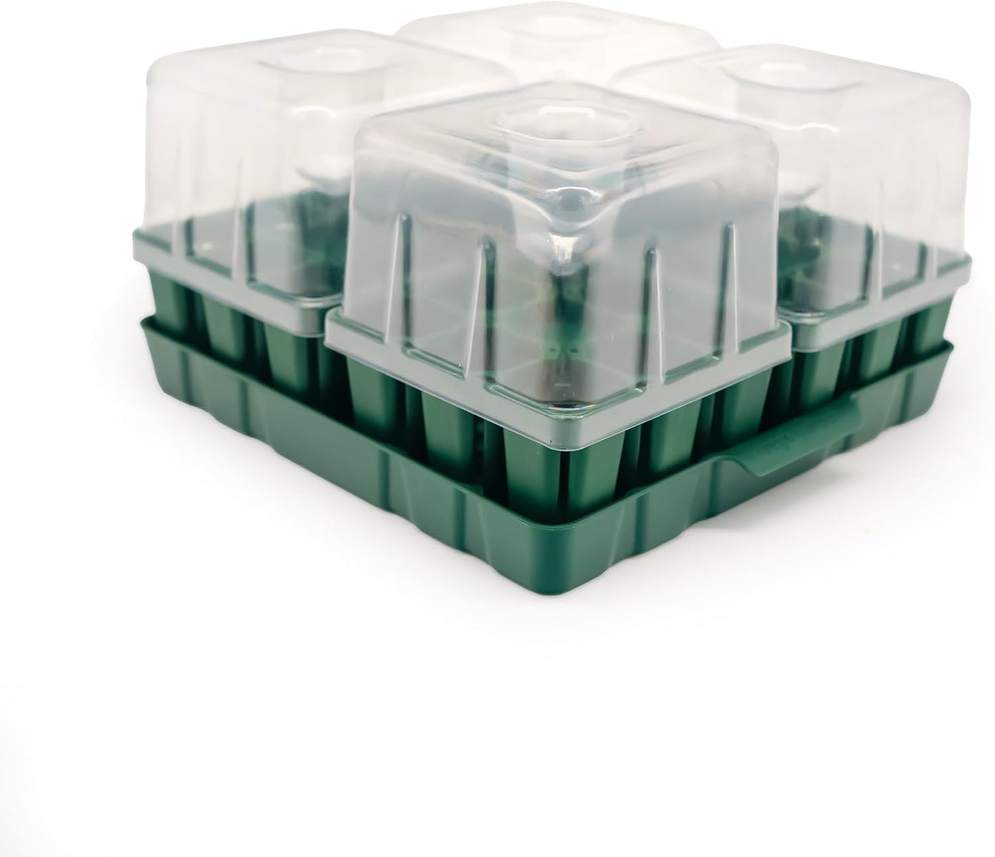 Vego garden Seedling Suite Products, 4 Pack Standard Seedling Trays with Seedling Tray Lids and 10" x 10" Bottom Watering Trays