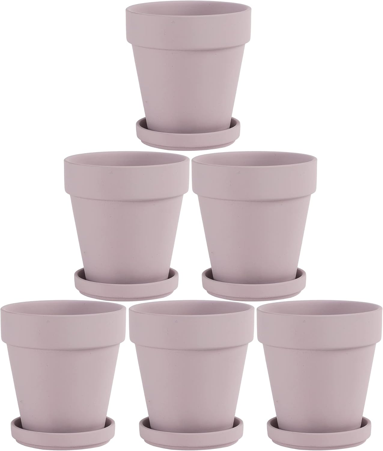 Pink Terra Cotta Pots with Saucer- 6-Pack Small Terracotta Pot Clay Pots 4'' Clay Ceramic Pottery Planter Cactus Flower Pots Succulent Pot with Drainage Hole- Great for Plants,DIY Craft Projects