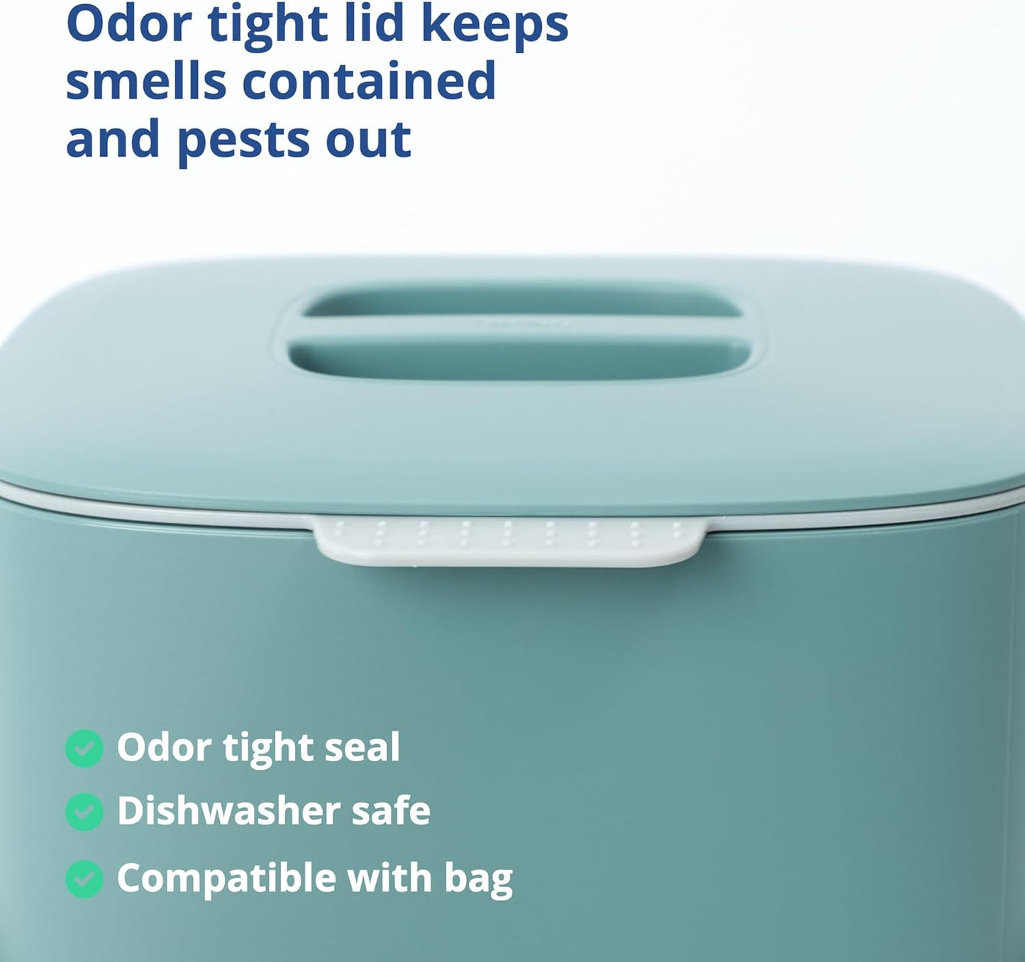 Blue Ginkgo Kitchen Compost Bin [2.6L / 0.69 GAL] – Filter-Free, Odor-Tight Countertop Food Waste Pail with Handle (Made in Korea, Green)