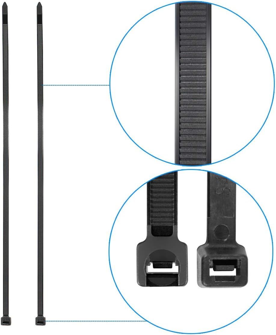 Superun Black Zip Ties 4 Inch, 18 Lbs Tensile Strength Wire Ties (Industrial Grade Cable Ties) Pack of 100