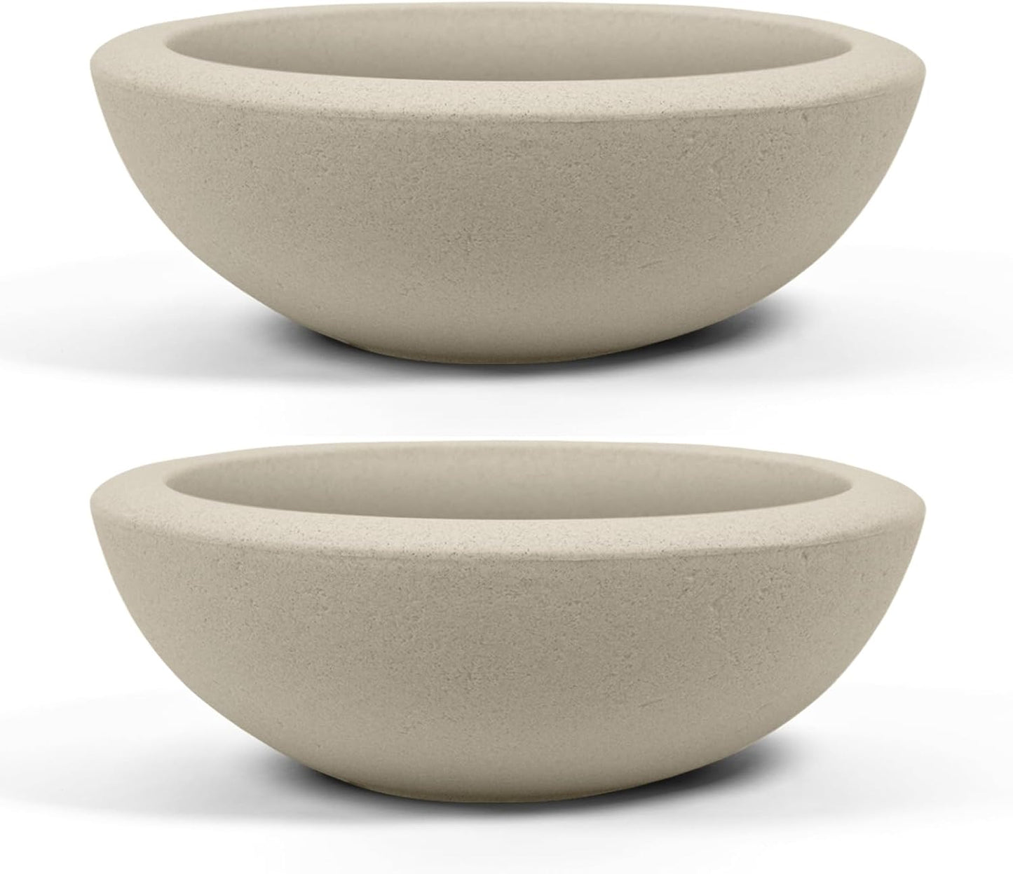 ARBORA 26" Santorini Bowl 2-Pack with Classic Cream Finish - Polyresin Indoor and Outdoor Planter2, Durable, Weatherproof, Lightweight, Large Plant Pots for Patio, Garden, Deck, Entryway