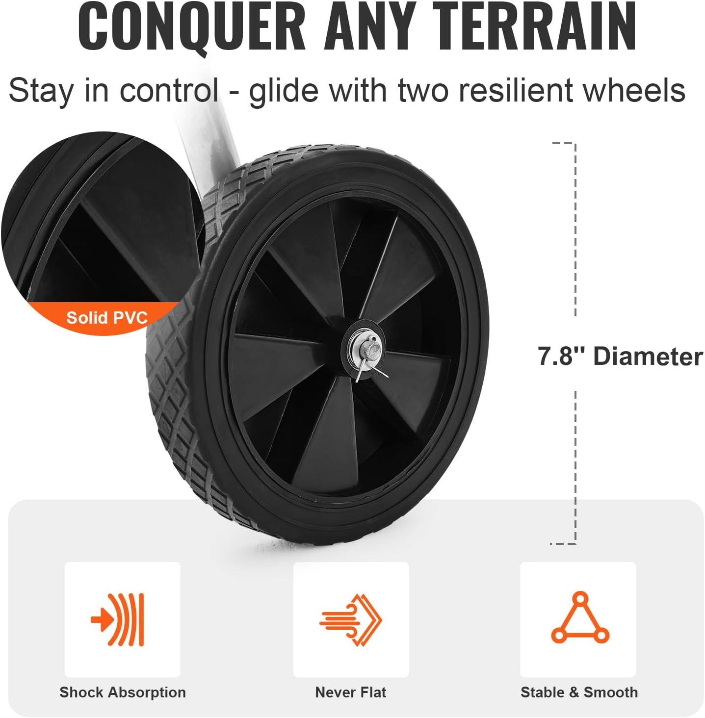 VEVOR Hose Reel Cart, Hold Up to 175 ft of 5/8’’ Hose (Hose Not Included), Garden Water Hose Carts Mobile Tools with Wheels, Heavy Duty Powder-coated Steel Outdoor Planting for Garden, Yard, Lawn