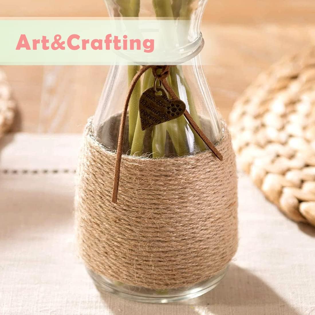 PerkHomy 1100FT Jute Twine String 2mm 3ply Natural Thin Twine for Craft Gardening Gift Wrapping Packing Material Wedding Christmas Decoration Bulk