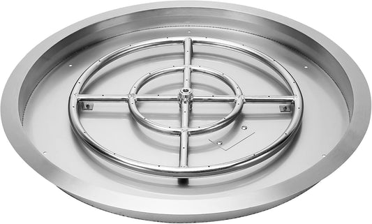 Stanbroil 31-Inch Round Fire Pit Burner Pan, Drop-in Fire Pit Insert for Natural & Propane Gas Firepit Table, Stainless Steel, BTU 296,000 Max