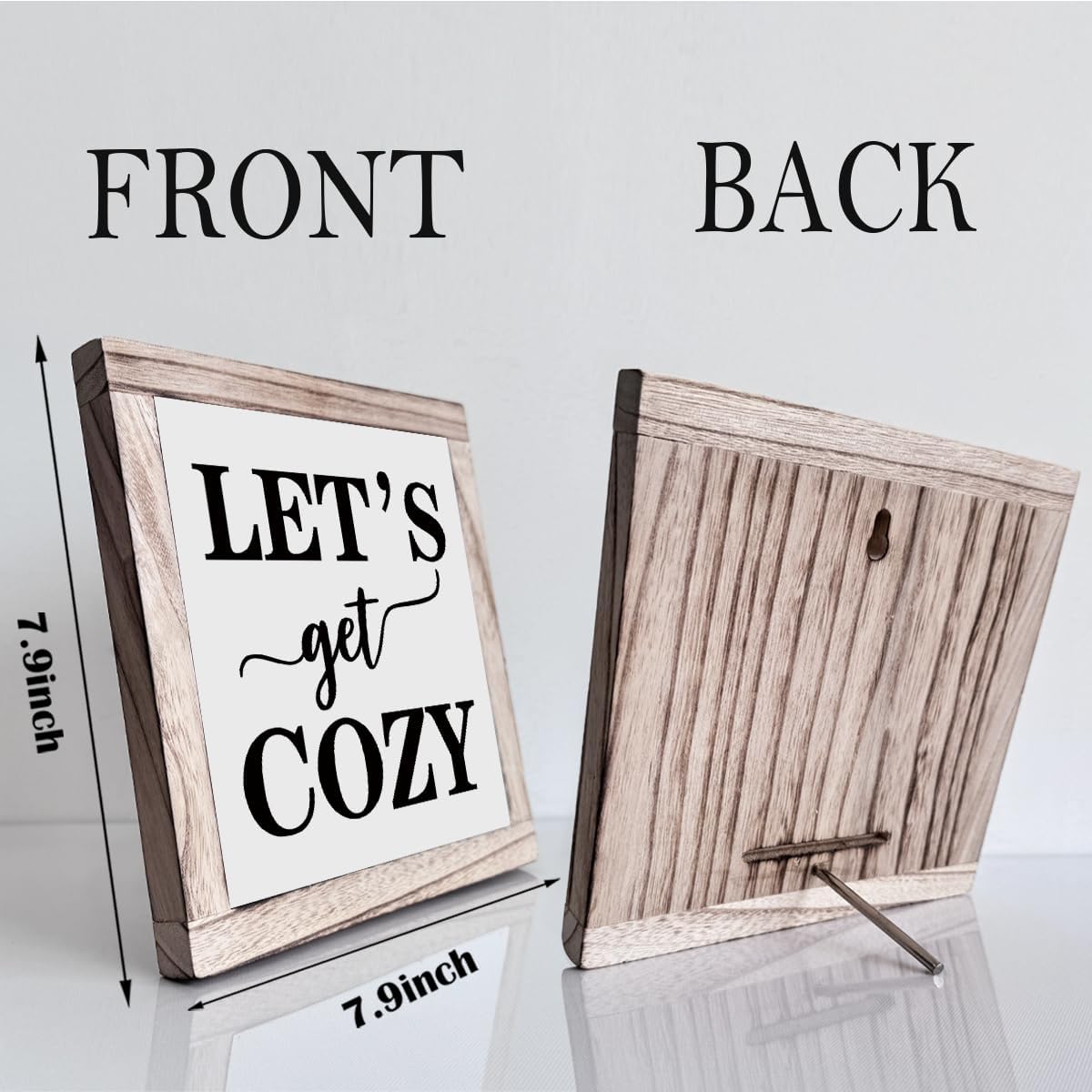 Cozy Bedroom Décor, Let's Get Cozy, Home Décor, Farmhouse Table Décor, Farmhouse Decor for Shelves, Home Decoration Sign for Shelf, Suitable for Placement on Living Room or Bedroom Shelves