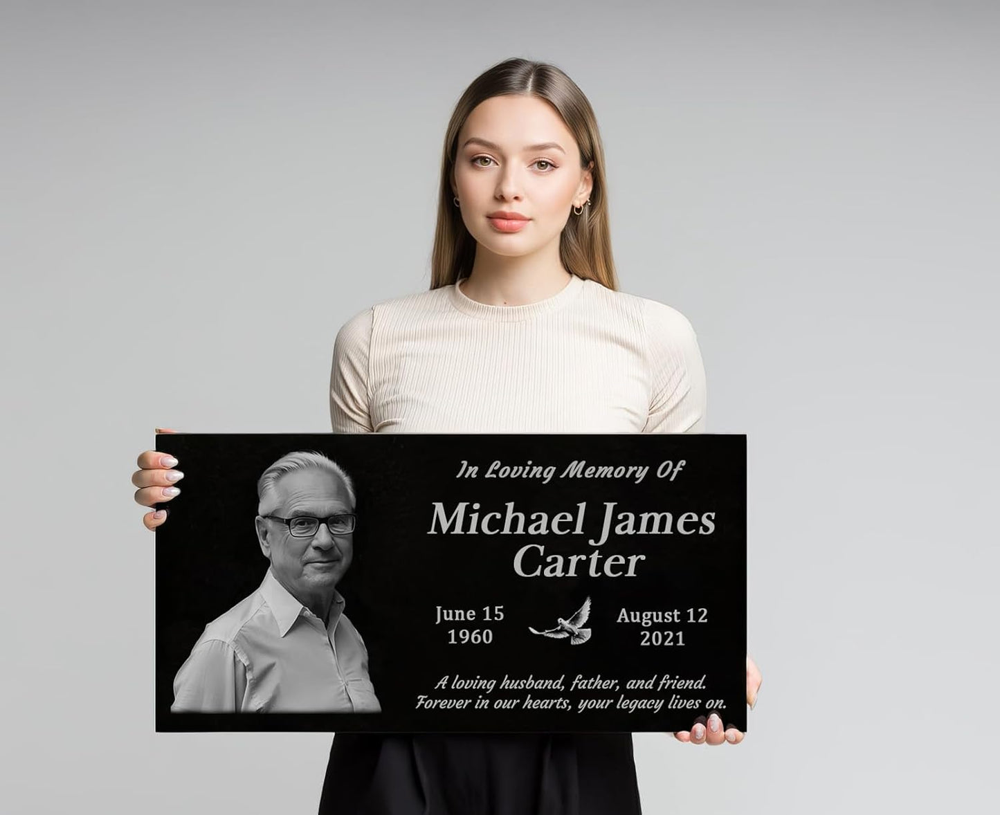 24x12 Personalized Granite Grave Stone – Custom Engraved Headstone for Cemetery, Memorial Plaque for Grave, Durable Tribute Marker for Loved Ones